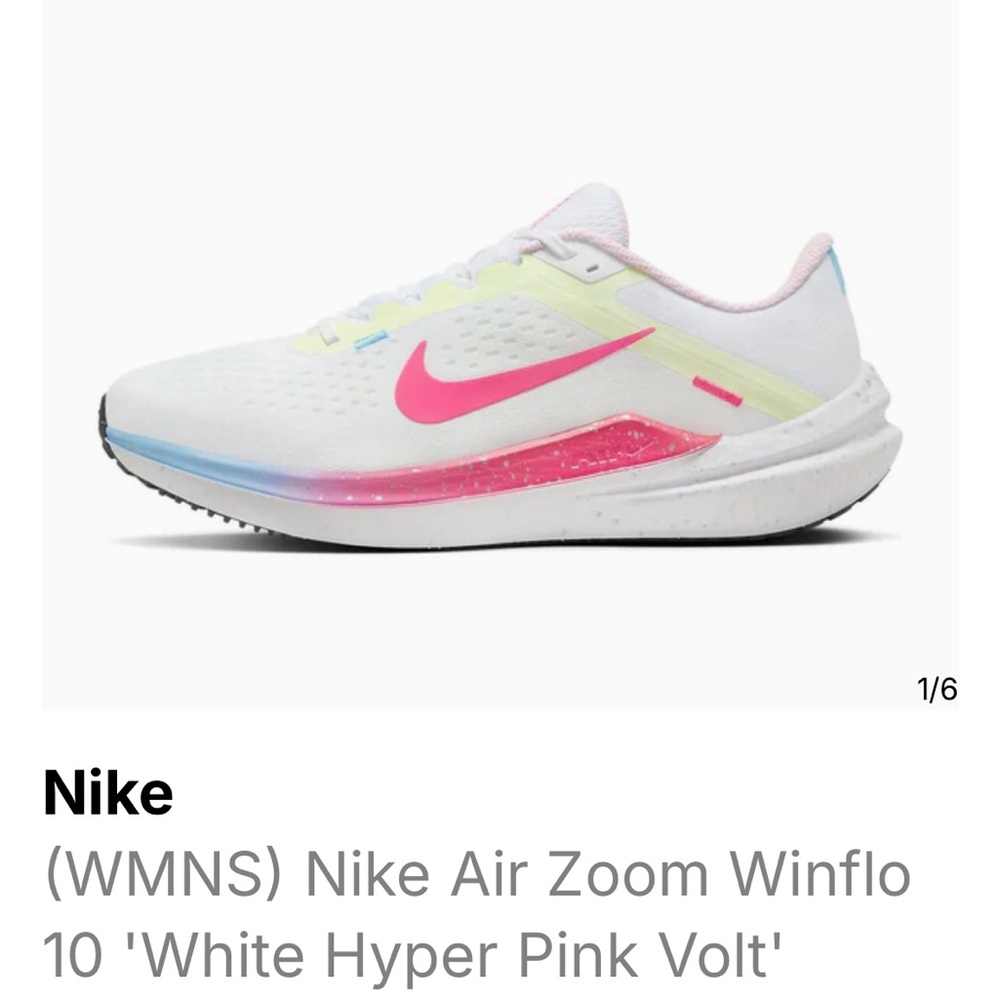 NWT Nike Women's Air Zoom Winflo 10 - White Pink Yellow